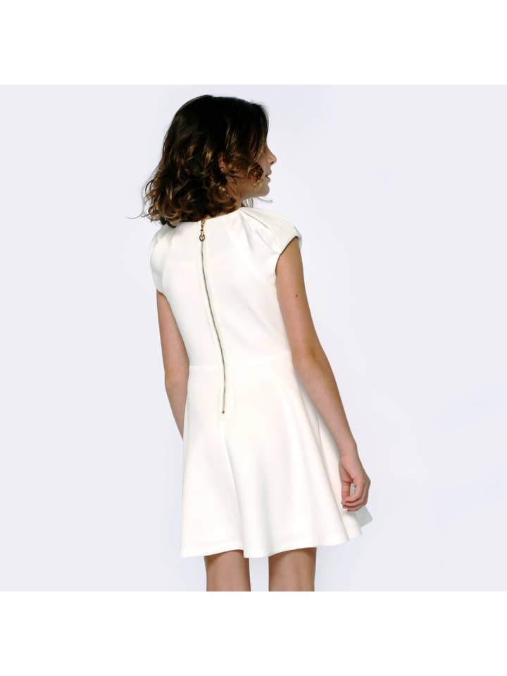 Hannah Banana , Baby Sara - Wholesale Dress - Kids - FIT AND FLARE SCUBA DRESS WITH PLEATED NECKLINE4