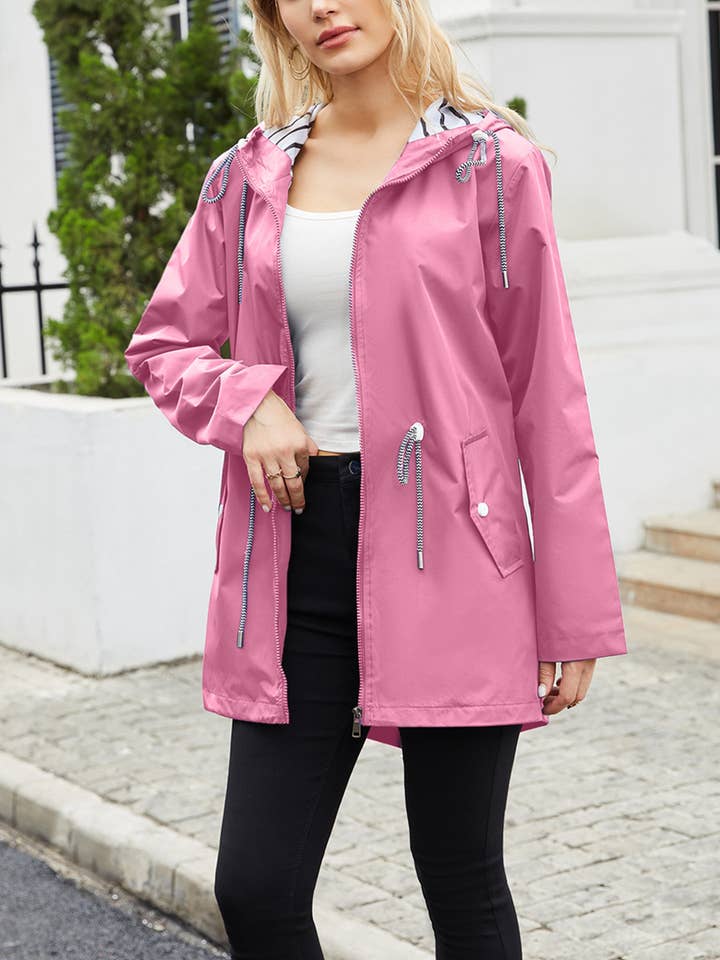 Lily Clothing - Wholesale Trench Coat - Women's - Waterproof hooded striped trench coat