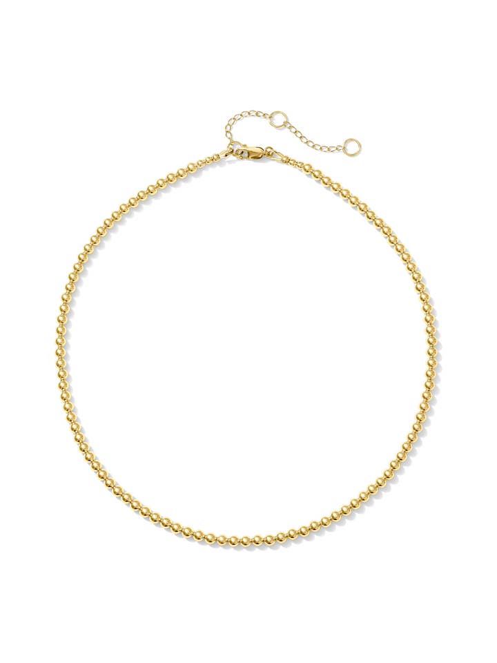 Collier classique en or rempli 14K Jane avec perles en or de 4 mm pour la vente par Kaylie Dawn Jewelry