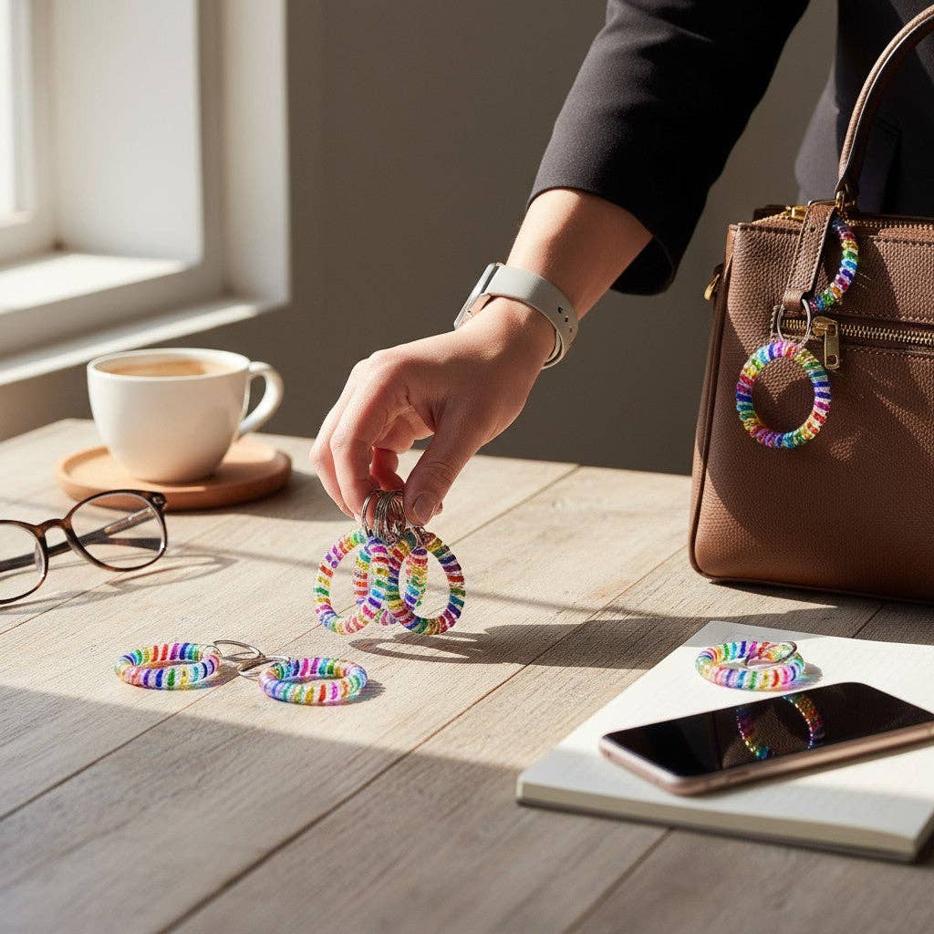 UNE COULEUR PORTE-CLÉS ÉLASTIQUE ARC-EN-CIEL 0415-20 (12 PIÈCES) en vente sur Faire6