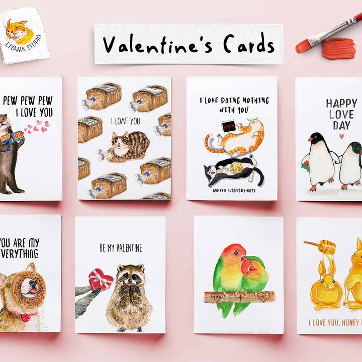 Liyana Studio - Wholesale Valentine's Day card - Pew Pew Love Otter - Funny Valentines Day Card4