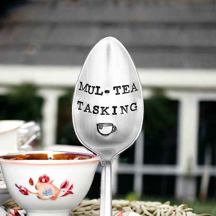 Mul-Tea Tasking Hand Stamped Vintage Teaspoon for wholesale by The Talking Teaspoon