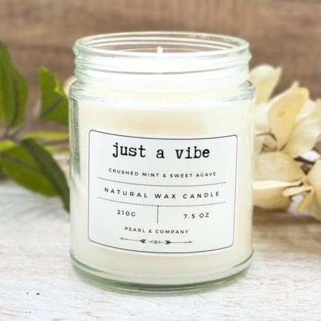 Just a Vibe Mint & Agave Soothing Aromatherapy Candle for wholesale by PEARL AND COMPANY, LLC