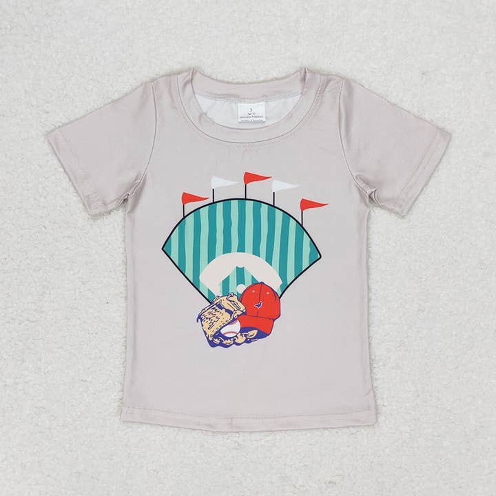 Baby Boys Grey Baseball Short Sleeve Tee Shirts Tops for wholesale by Aier Wholesale