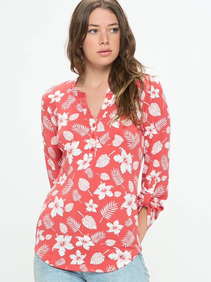 Blusa Henley con Scollo a V - Abbigliamento Quotidiano per la vendita all'ingrosso da parte di DNA Couture