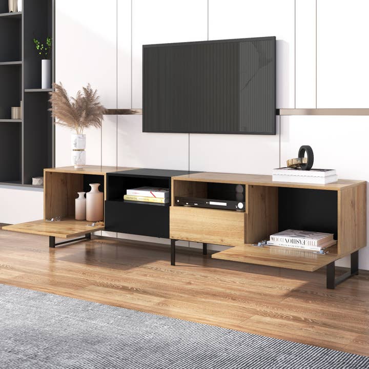 Urban Meuble - Wholesale Console Table - Modern TV stand with black and wood design and spacious storage space MODAI2