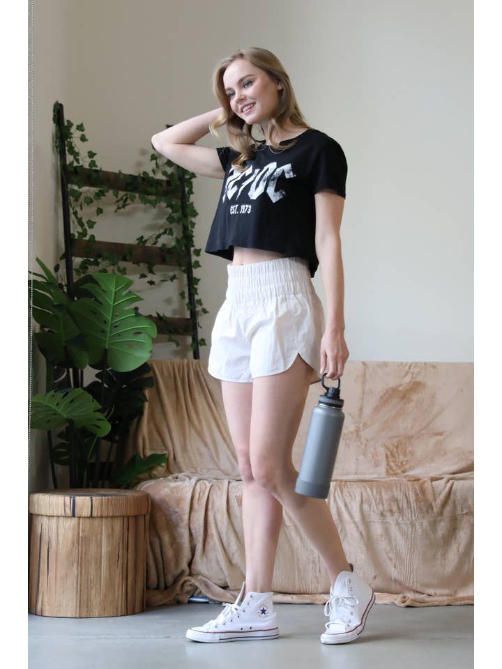 BONE .....SI-22112 Smocked waist track shorts w/ mesh pocket & lining for wholesale on Faire
