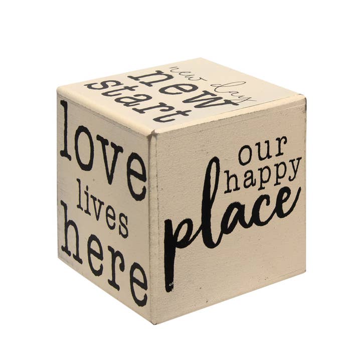 The Hearthside Collection - Wholesale Sign - Our Happy Place Six-Sided Block2