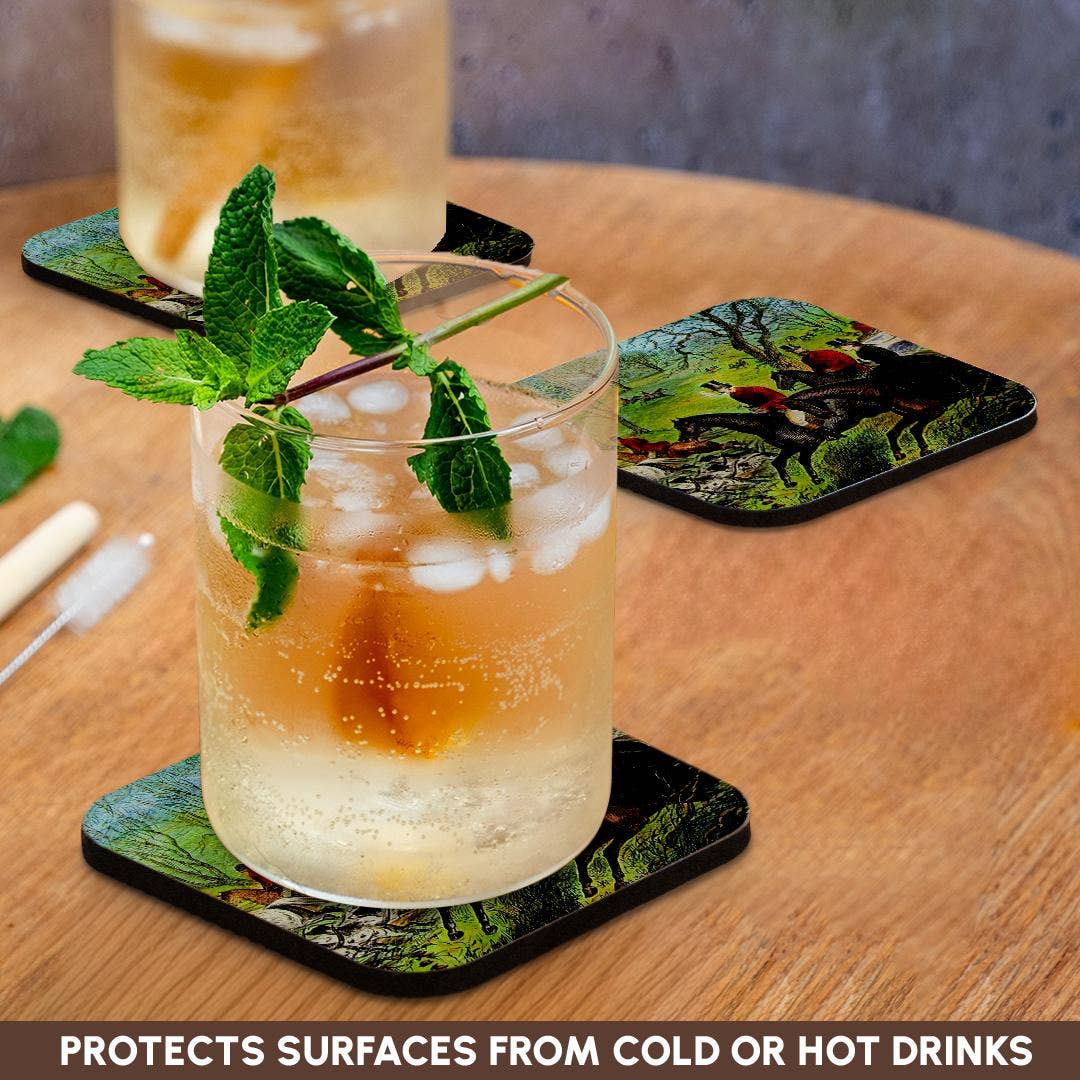 3dRose - Wholesale Coasters - 3dRose, Life of King Edward No. 26 The Fox Hunt Vintage Magic Lantern 1910, Coaster9