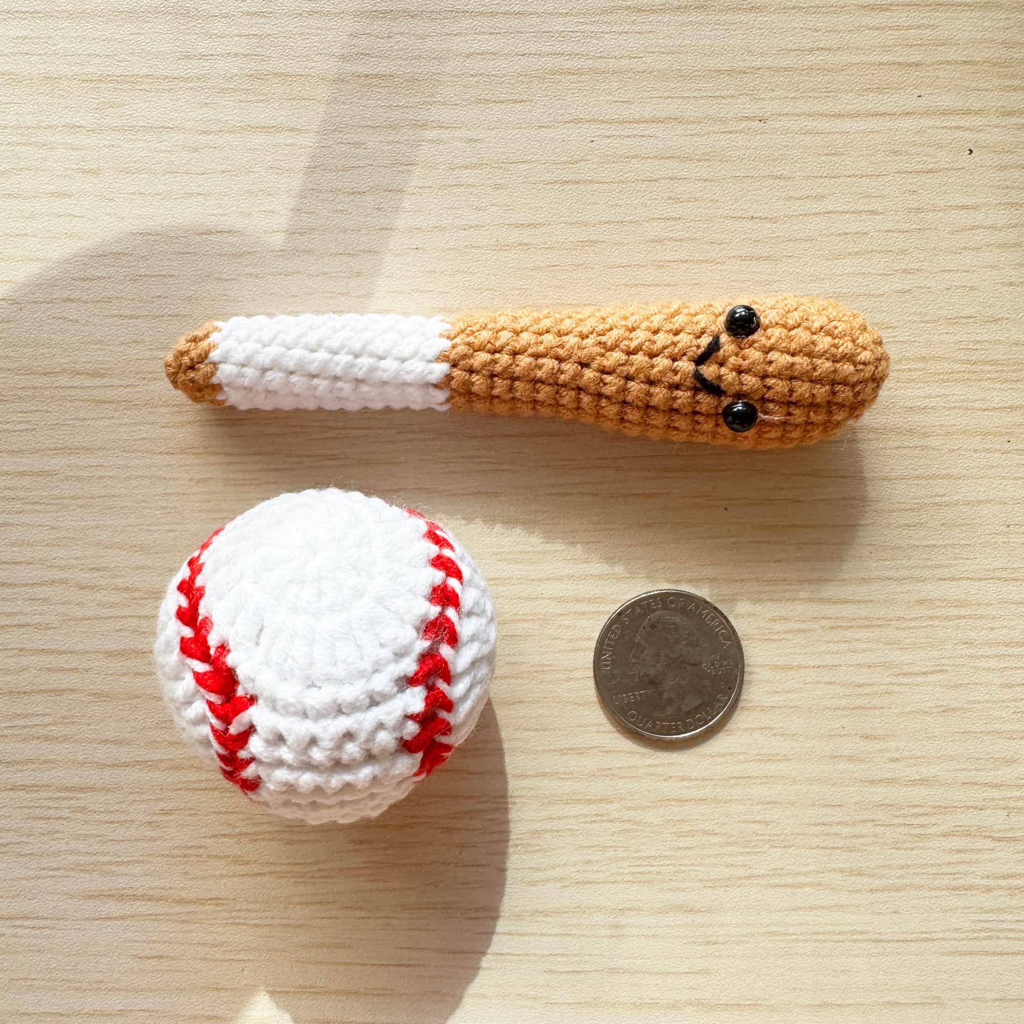 PinkLadyWorkshop - Wholesale Stuffed/Plush Toy - Kids & Baby - Handmade Crochet Baseball Bat + Ball Set | Football | Basketball | Mini Plush | Toddler Toy | Sports Toy | Boy Girl Gift | Baby Shower7