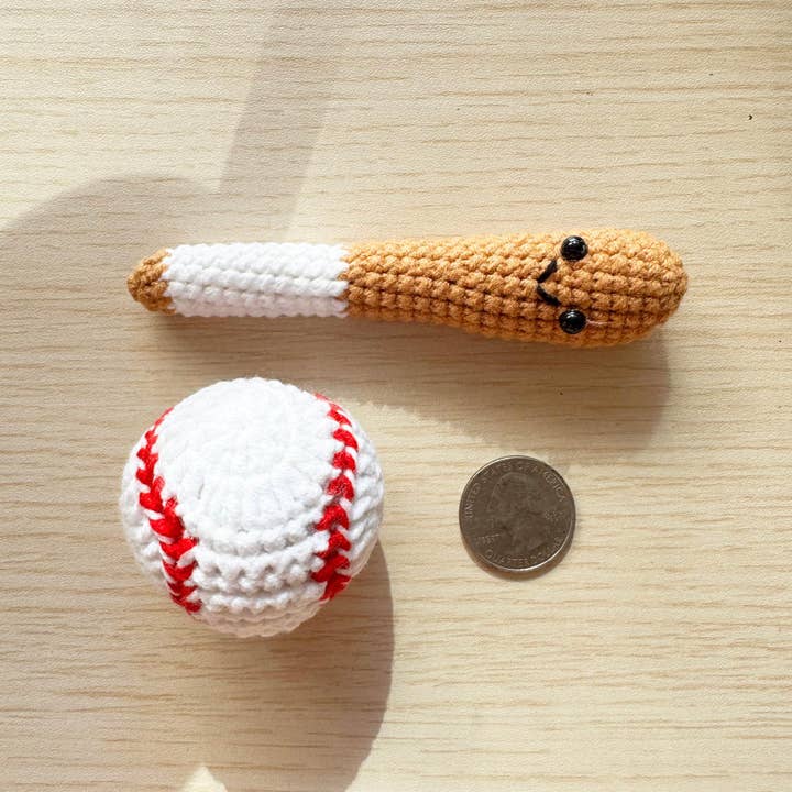 PinkLadyWorkshop - Wholesale Stuffed/Plush Toy - Kids & Baby - Handmade Crochet Baseball Bat + Ball Set | Football | Basketball | Mini Plush | Toddler Toy | Sports Toy | Boy Girl Gift | Baby Shower7