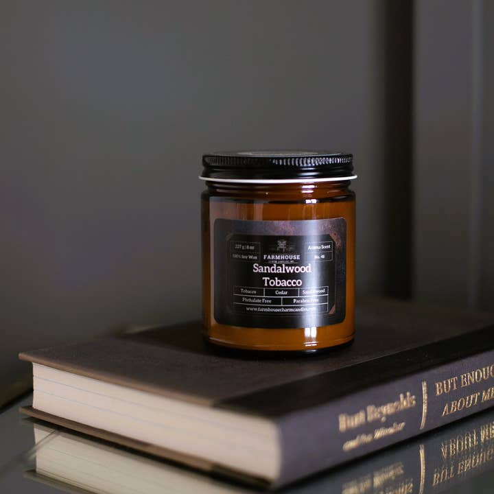 Farmhouse Charm Candles Inc. - Wholesale Jar/Filled Candle - Sandalwood Tobacco Soy Candle | Tobacco + Cedar + Sandalwood4
