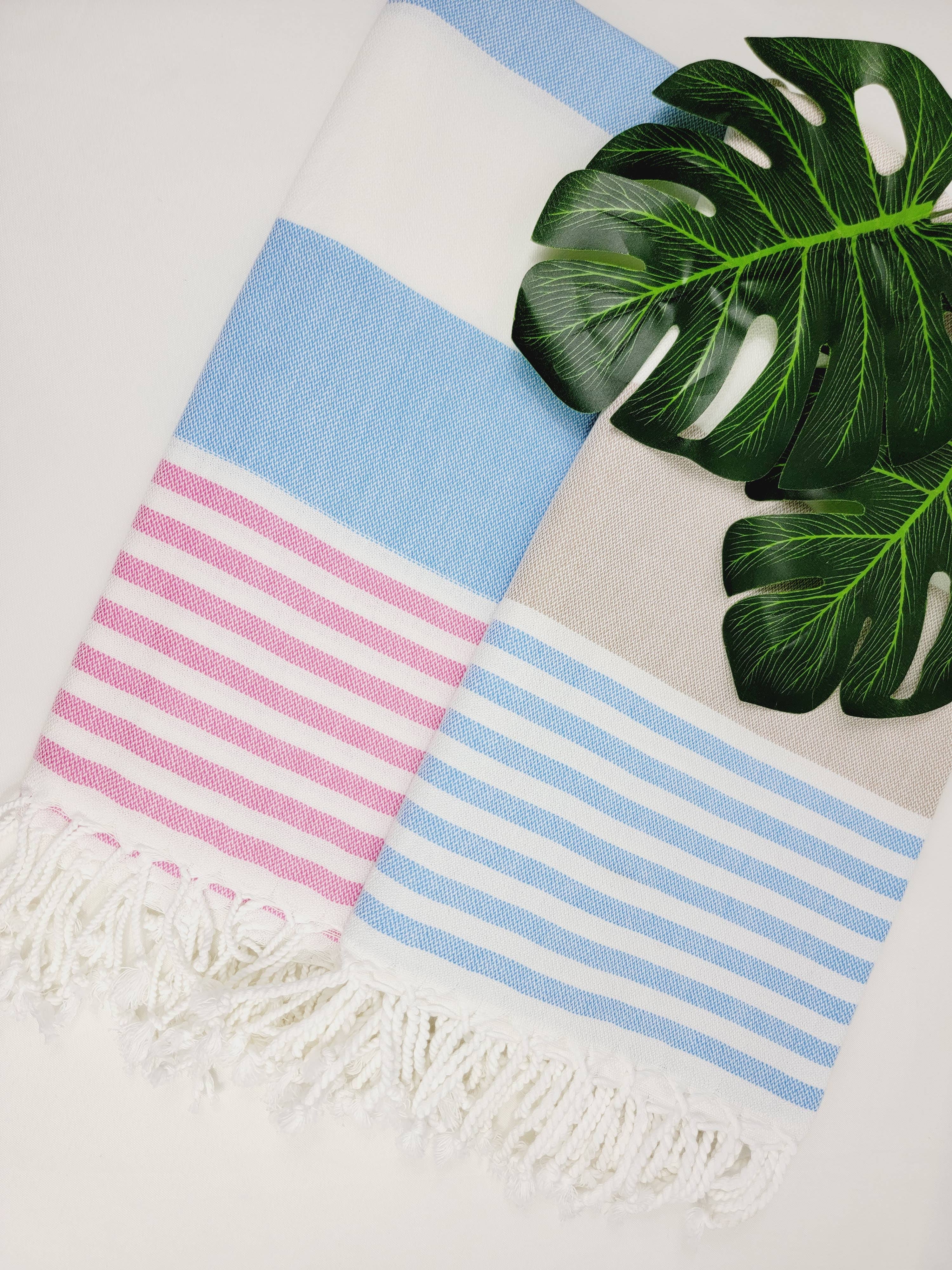 EBRU Home - Wholesale Beach Towel - 10 Beach Towel set, Assorted sand free Towel, Cabana Stripe15