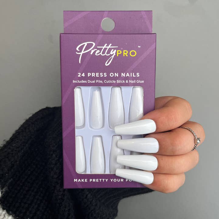 Pretty Pro - Wholesale Press-on/fake nails - Press On False Nails White Out 24pcs1