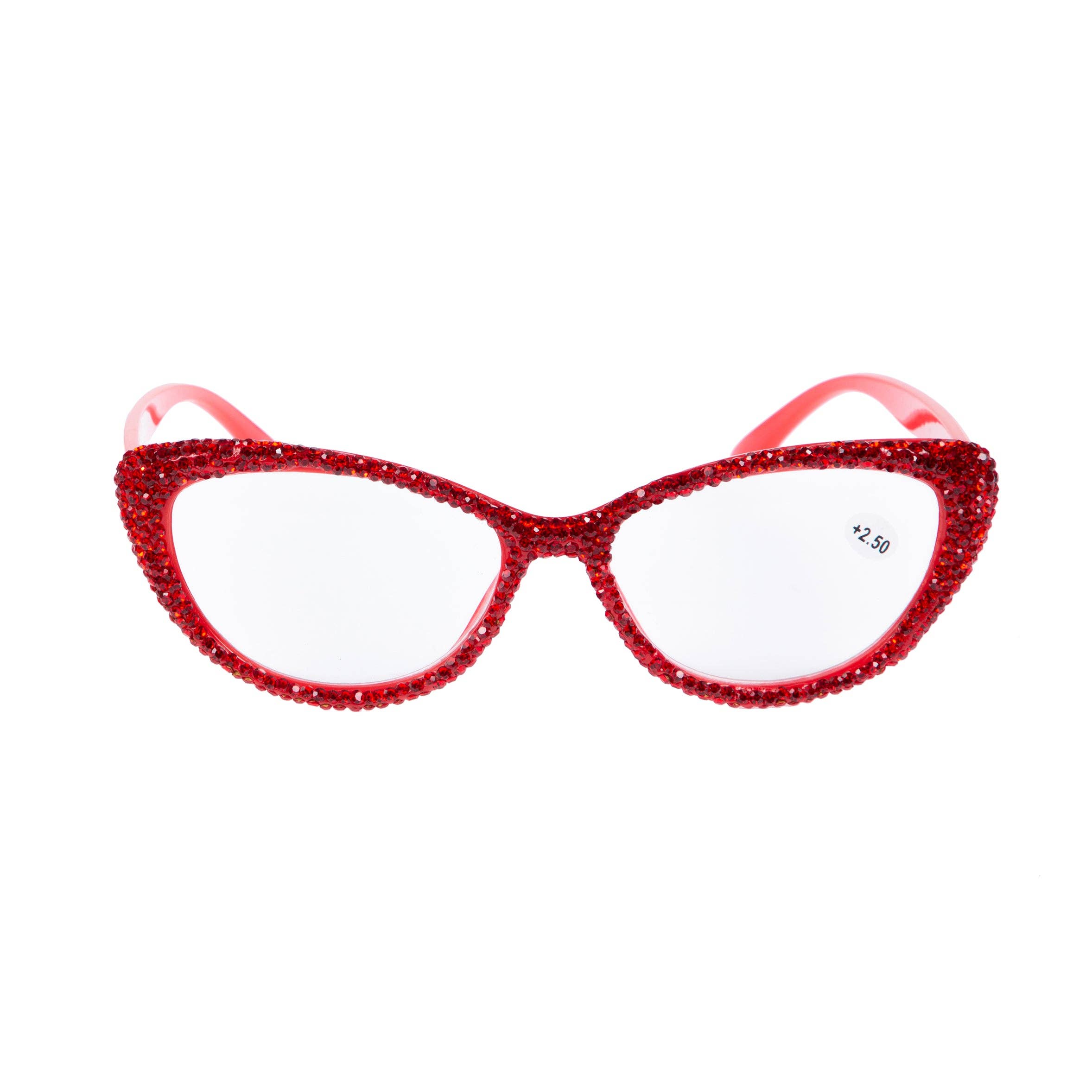 Ole - Vente Lunettes de vue – femme - Lunettes de vue rouges en strass faites à la main pour femmes2