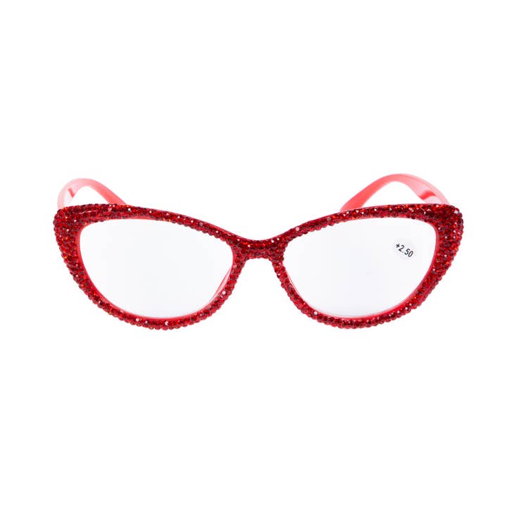 Ole - Vente Lunettes de vue – femme - Lunettes de vue rouges en strass faites à la main pour femmes2