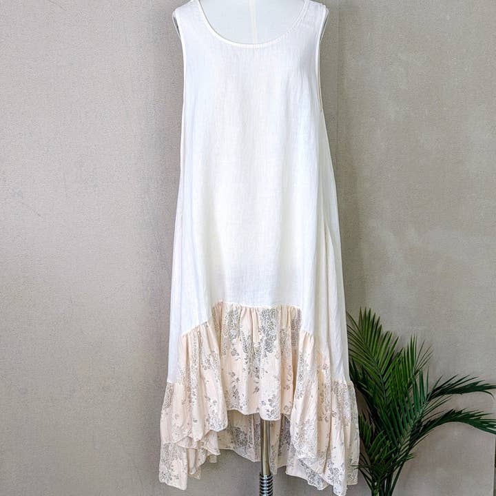 High-lo dress with deep lace frill, dream catcher back and pockets (M-L) for wholesale by Tempest Designs