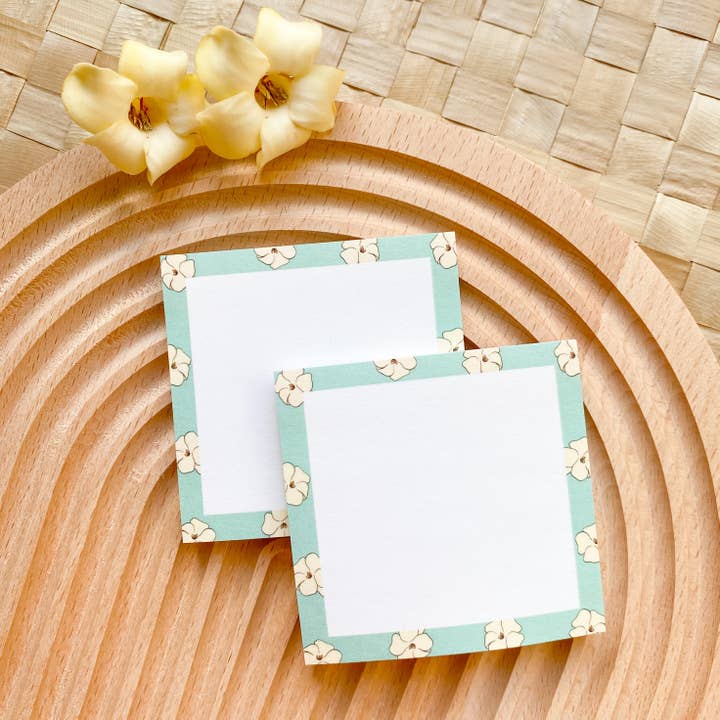 Puakenikeni (White on Mint Blue) - Sticky Notes for wholesale by Design Jord