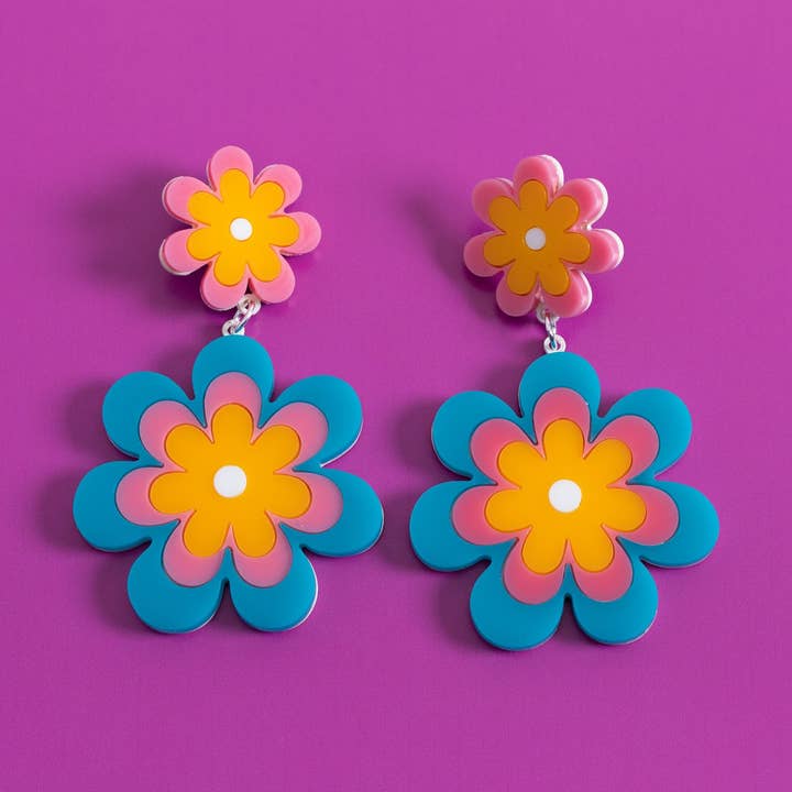 Double Candy Daisy Stud Earrings for wholesale by MindFlowers