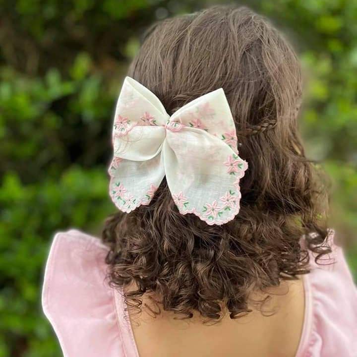 Revival Bow Co. - Wholesale Hair bow – Kids - Custom Vintage Handkerchief Bow • Long Tail Style • OOAK1