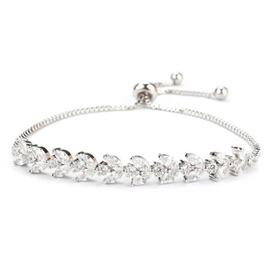 3A Cubic Zirconia Crystal Adjustable Chain/Bridal Bracelet for wholesale by Floris Linens