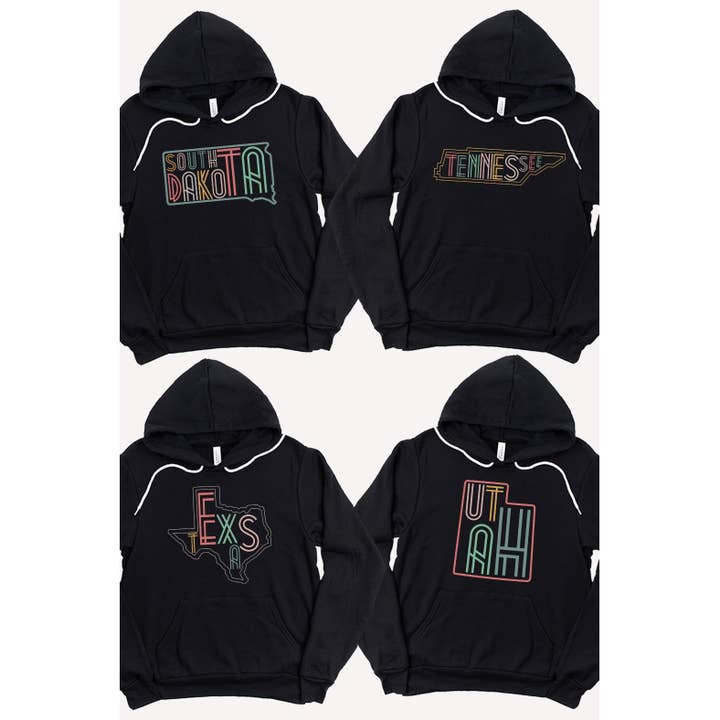 Kissed Apparel – wholesale Hoodie – Women's – Neon State Shape Graphic Hoodies11