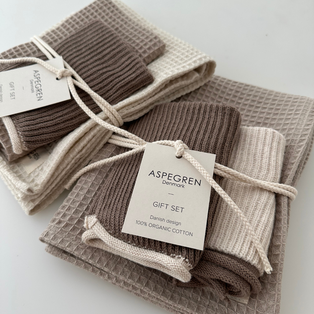 Aspegren Denmark – wholesale Dishcloth – Gift set - 100% Organic cotton - Set of 3 - Coconut 3