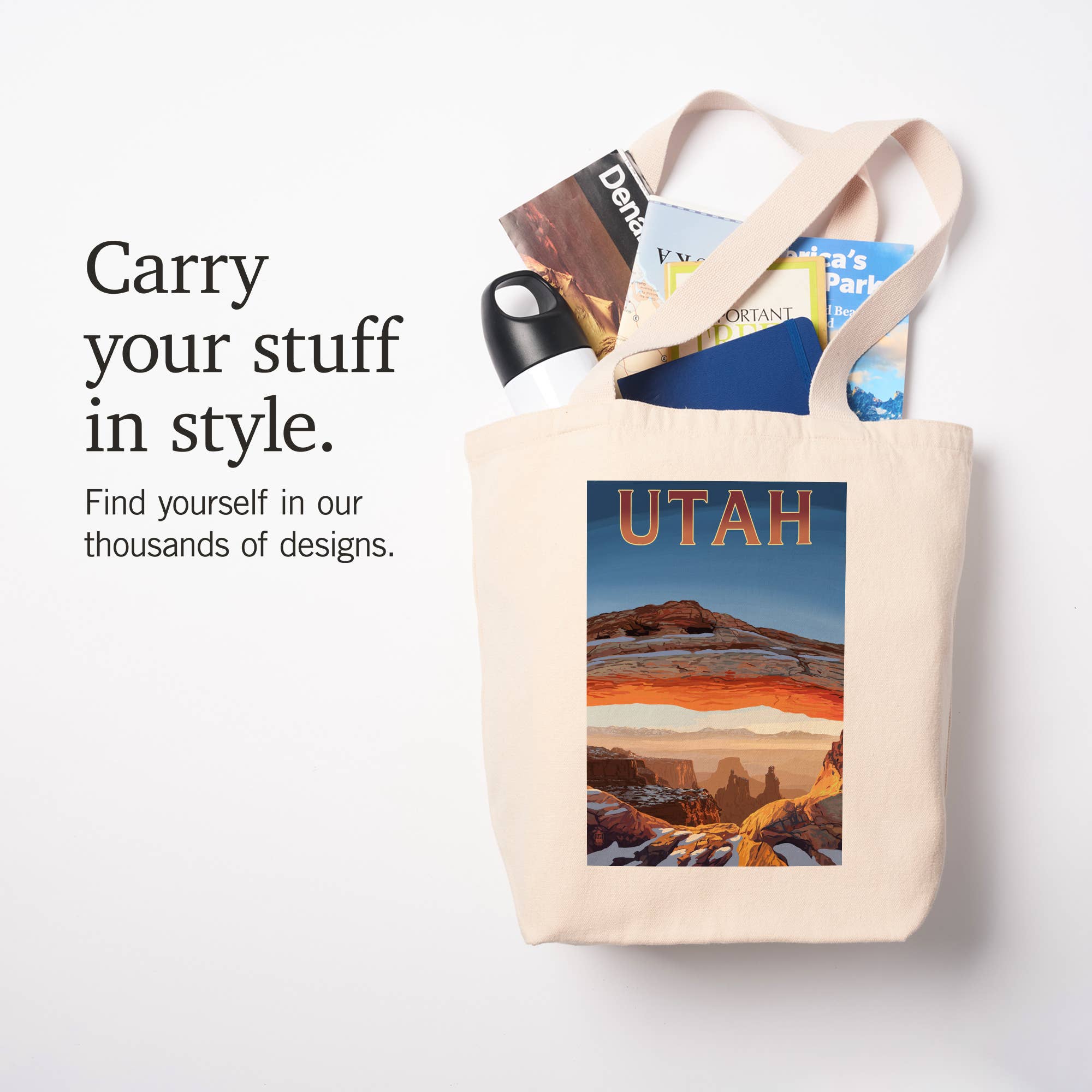 Lantern Press - Wholesale Tote Bag - Unisex - ORGANIC TOTE BAGS Utah, Canyonlands View5