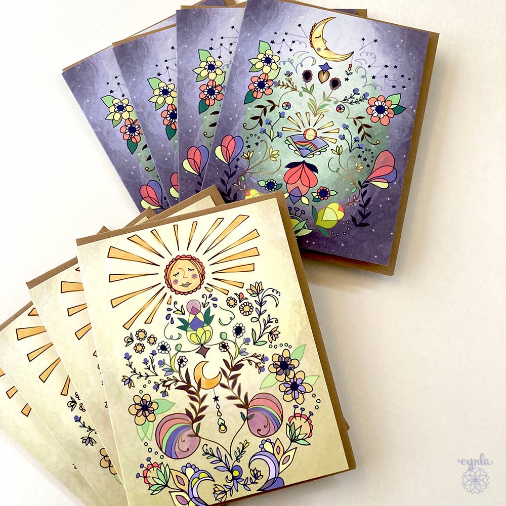 Cynla - Venta al por mayor Tarjetas de cumpleaños - Tarjeta de felicitación Moon Glow, tarjeta de cumpleaños con forma de luna en blanco, mística5