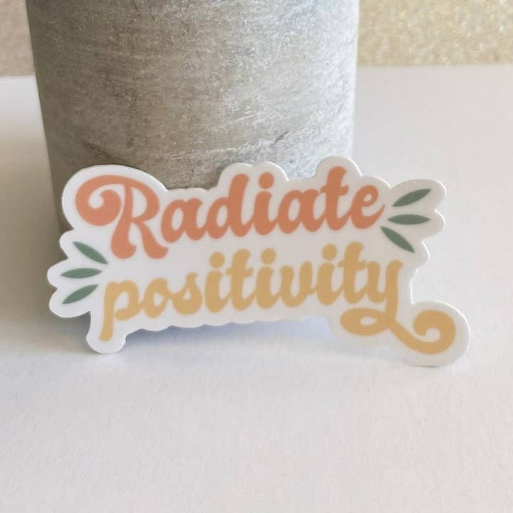 Radiate Positivity Sticker Weatherproof Vinyl Die Cut Sticke for wholesale by Octopie Design