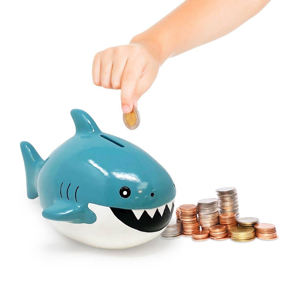 Isaac Jacobs International - Wholesale Money/Piggy Bank - Kids & Baby - Isaac Jacobs Ceramic Shark Coin Bank, Fish Piggy Bank3