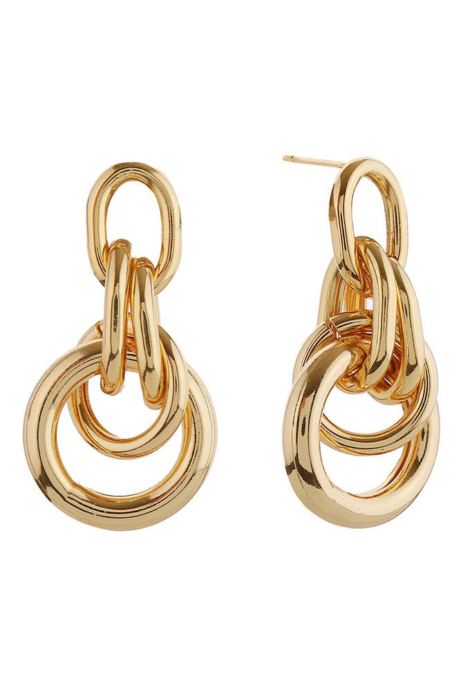 Hana - Wholesale Dangle Earrings - 14K Double Door Knocker Post Earrings0