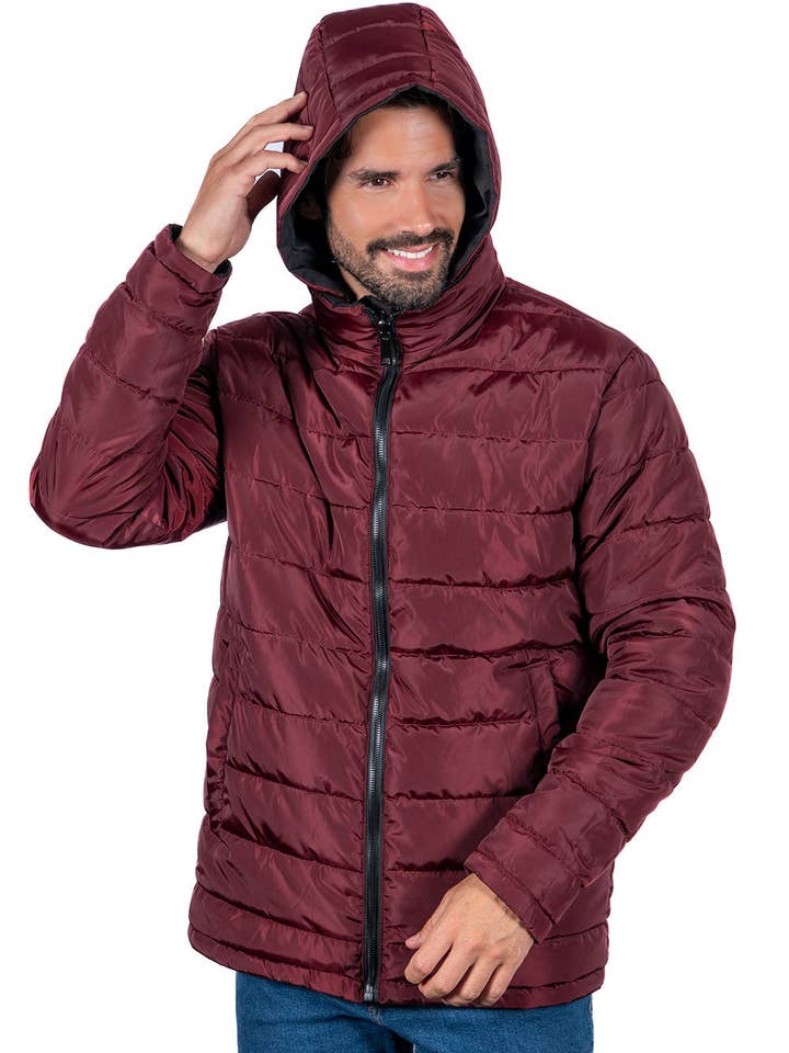 BLACK COTTON BURGUNDY OLIVE COTTON KHAKI CAMEL COTTON BLACK Men's Reversible Padded Durable Jacket for wholesale on Faire1