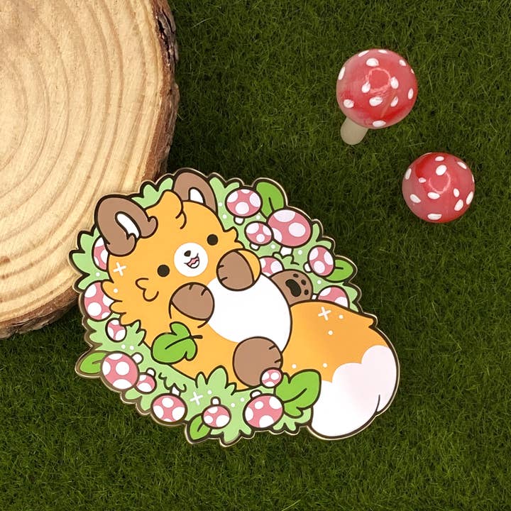 Bright Bat Design - Wholesale Lapel Pin/Button - Fairy Ring Mushroom Fox Enamel Lapel Pin
