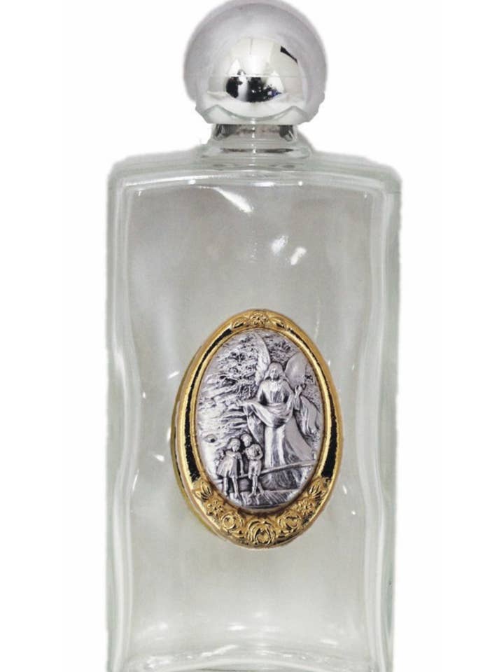 Guardian Angel Large Holy Water Bottle 2x5" for wholesale by Goldscheider of Vienna