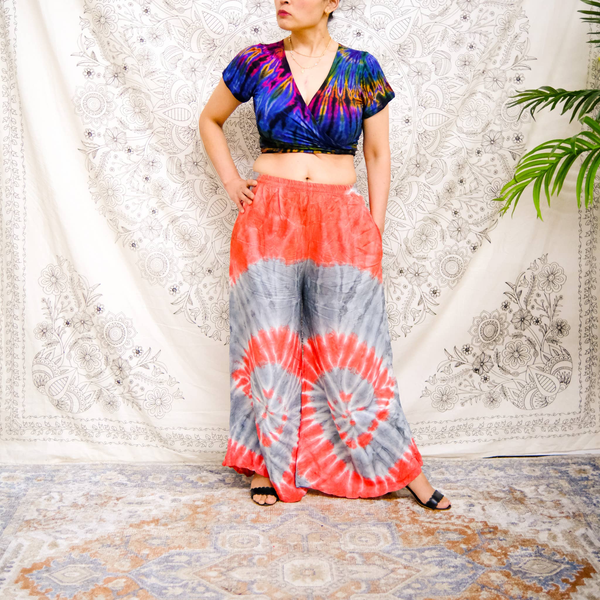 Karma Nepal Crafts - Vente Pantalon – femme - Pantalon Palazzo tie-dye style bohème0