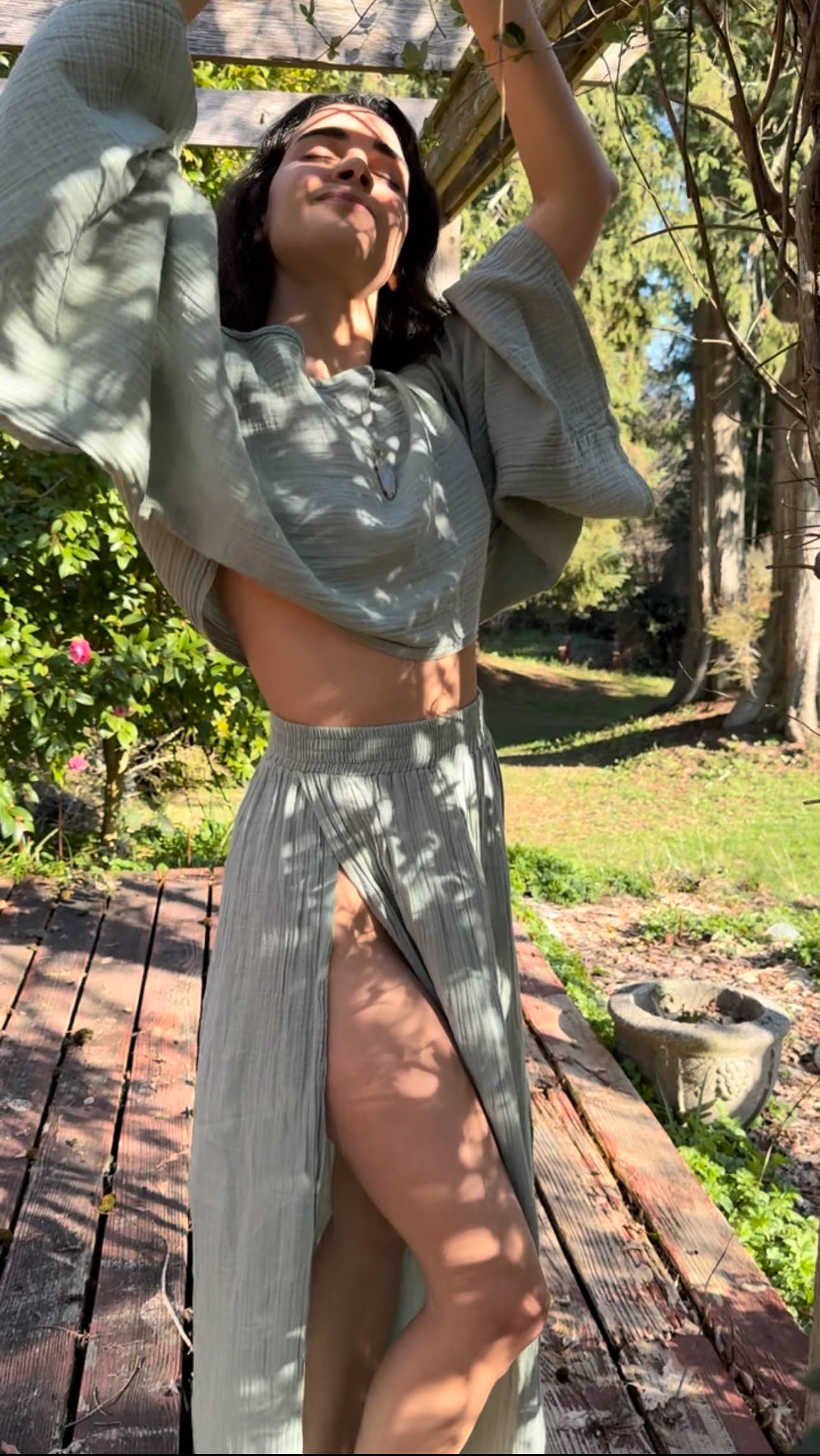 Heart Earth Craft - Vente Jupe – femme - Jupe d'été longue à double fente en coton noir (durable)11