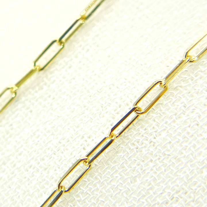 Geel 025fvbfvt5byft. 14-karaats massief geelgouden platte paperclip-ketting met voet voor groothandel op Faire4