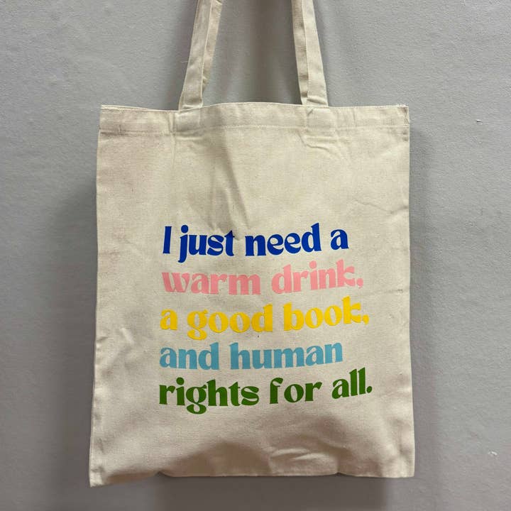 Hands Producing Hope - Wholesale Tote Bag - Women's - Warm Drink, Good Book, and Human Rights Tote Bag1