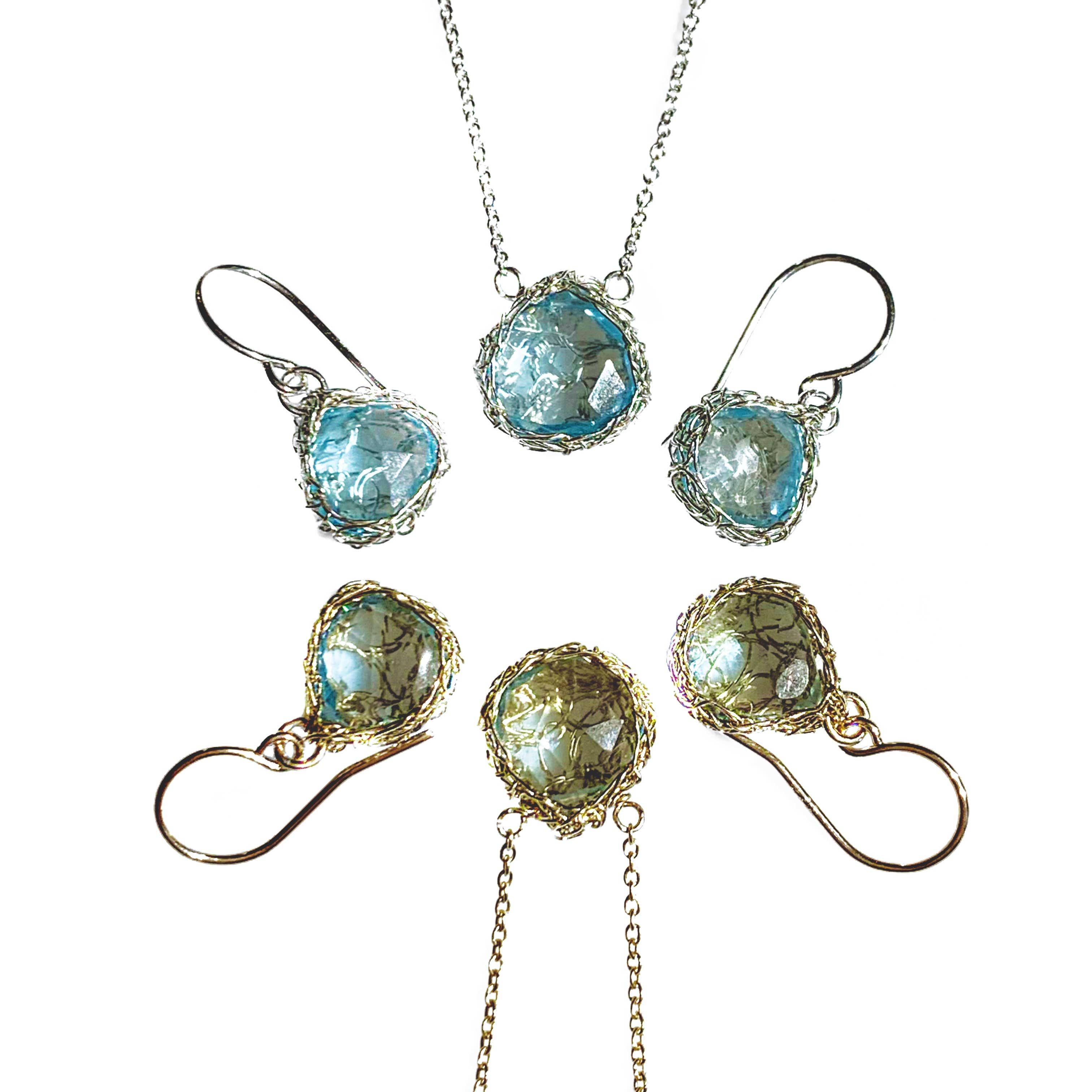 Arivka Jewelry - Wholesale Hangende/ronde oorbellen - Teardrop Oorbellen Blauwe Topaas In Goud1