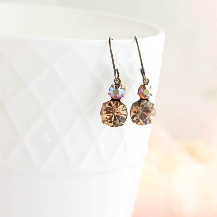 A Pocket of Posies - Wholesale Dangle Earrings - Small Drop Earrings | Vintage Glass | Colorado Topaz