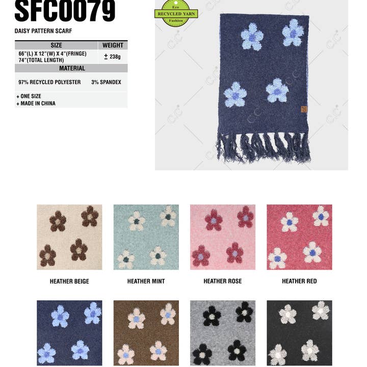 Hana - Wholesale Scarf - Women's - C.C Daisy Pattern Scarf20