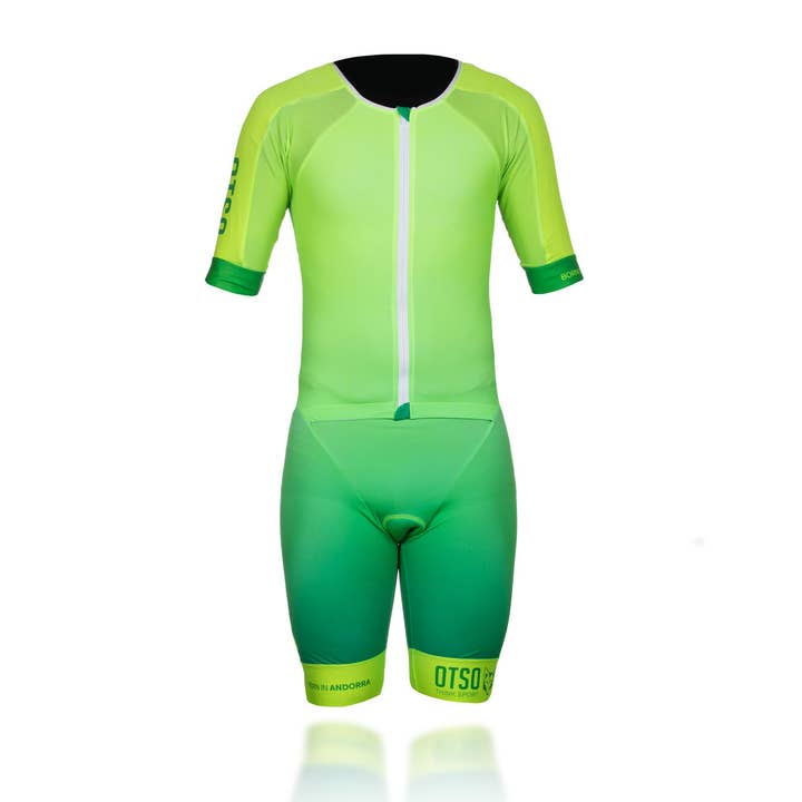 Costume de triathlon jaune fluo et vert fluo pour homme pour la vente par OTSO