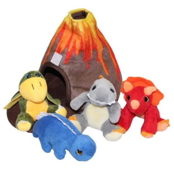 Dino-Roars Plush Sets - #WZ1L - 5PC Plush Set - The Volcano for wholesale by St. Louis Wholesale LLC