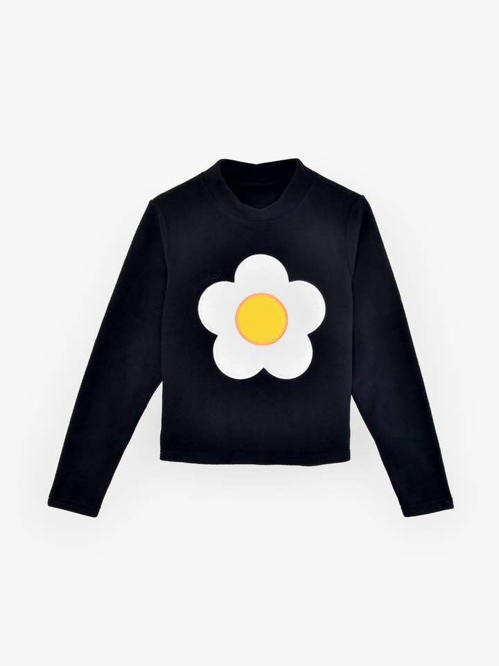 Fleece Sunny-Side Mock Neck in Black for wholesale by Hoohah