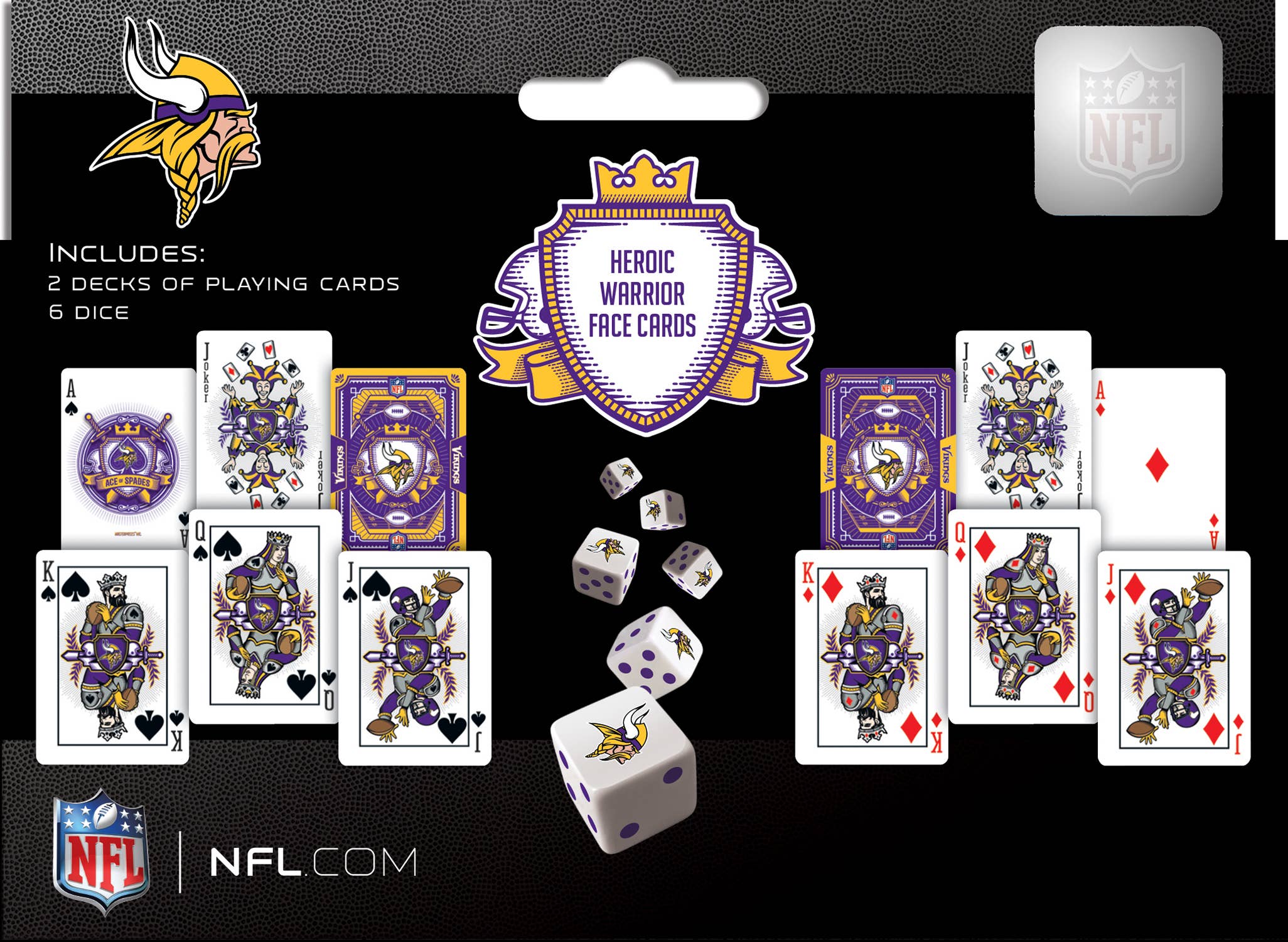 Masterpieces Puzzles - Wholesale Playing Cards - Minnesota Vikings - 2-Pack Playing Cards & Dice Set2