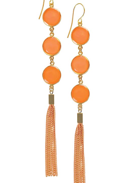 Color Collection Nectarine Ohrringe mit drei runden Quasten für den Großhandel von Shari Dixon