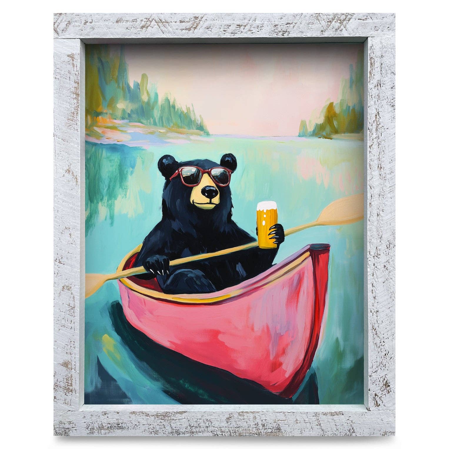 Mill Wood Art - Wholesale Art Print - Bear Beer Lake | Real Wood Framed Wall Art Print0