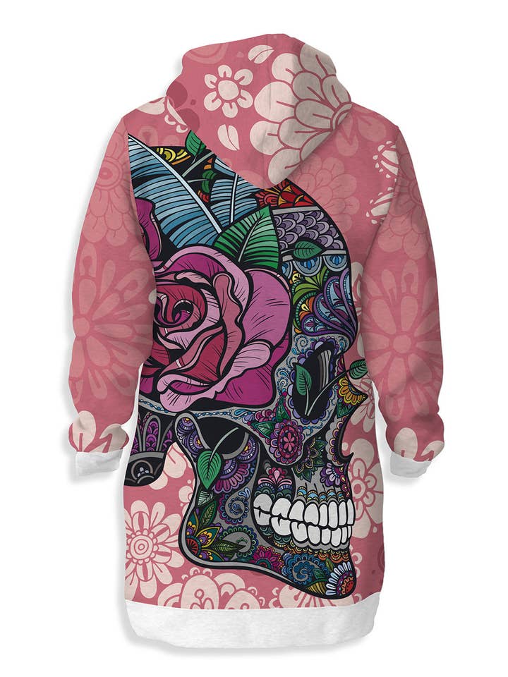 Fishikii – Großhandel Kleid – Damen – Sweatshirt-Kleid mit Totenkopf-Blumen | CAN-