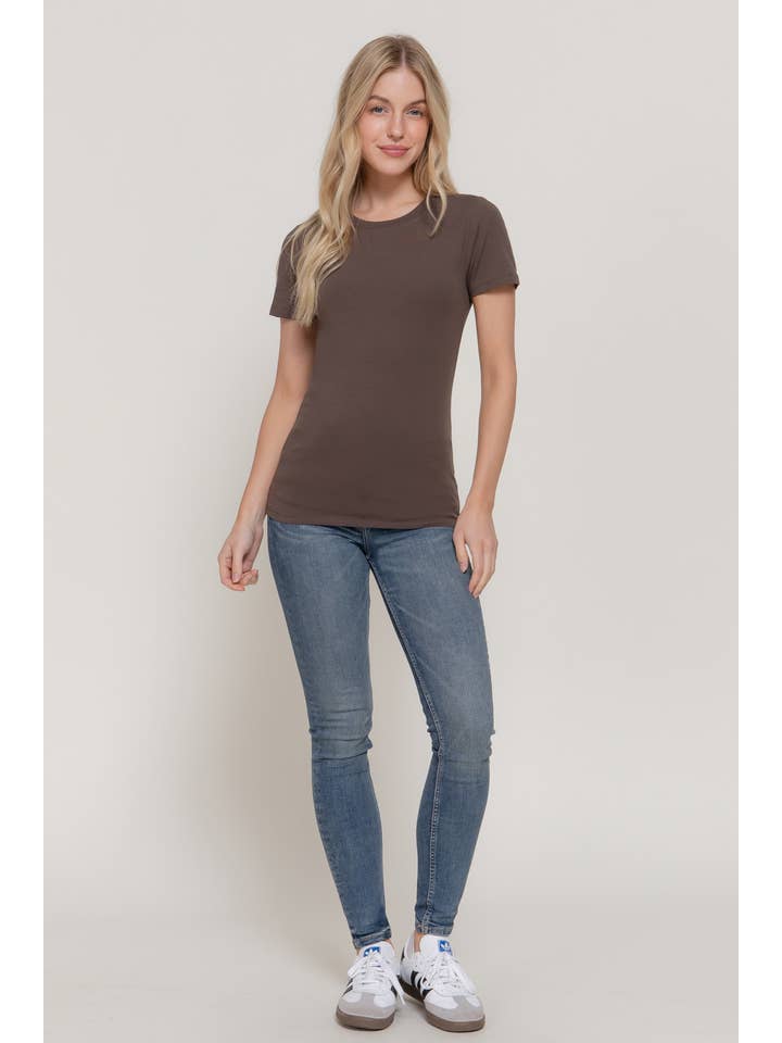 Active Basic | Active USA - Vente T-shirt – femme - Top en jersey de coton et élasthanne à manches courtes et col rond3